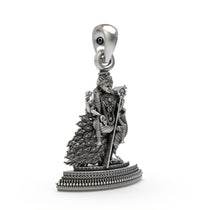 Side profile of the lightweight 925 silver Kartikeya charm showing the elegant finish and a sturdy chain loop.