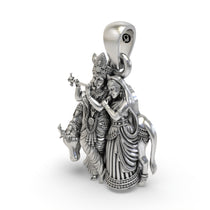 Beautiful 925 sterling silver Radha Krishna pendant ideal for daily wear or festive occasions by Alankar.