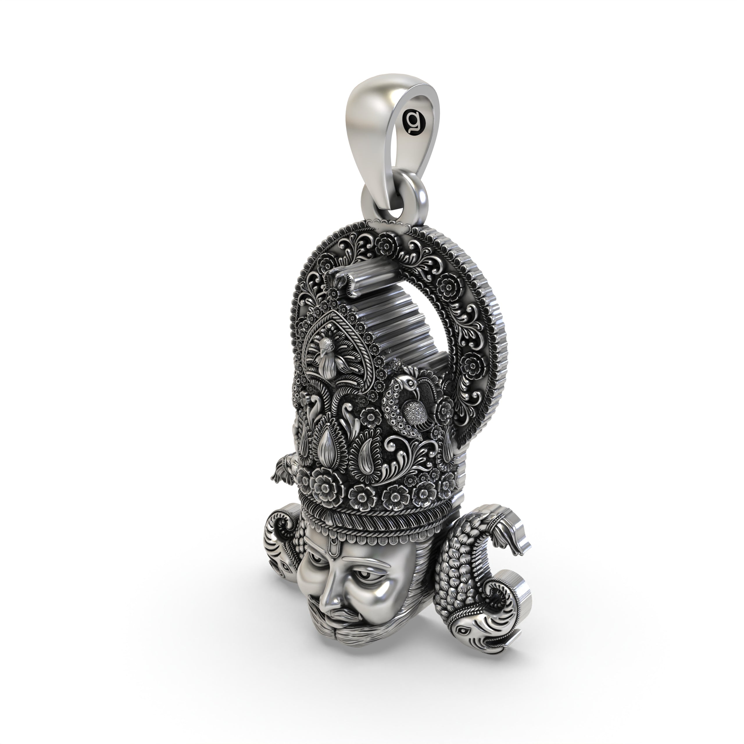 Detailed view of the 925 silver Khatu Shyam Ji pendant perfect for festive gifting and daily wear.
