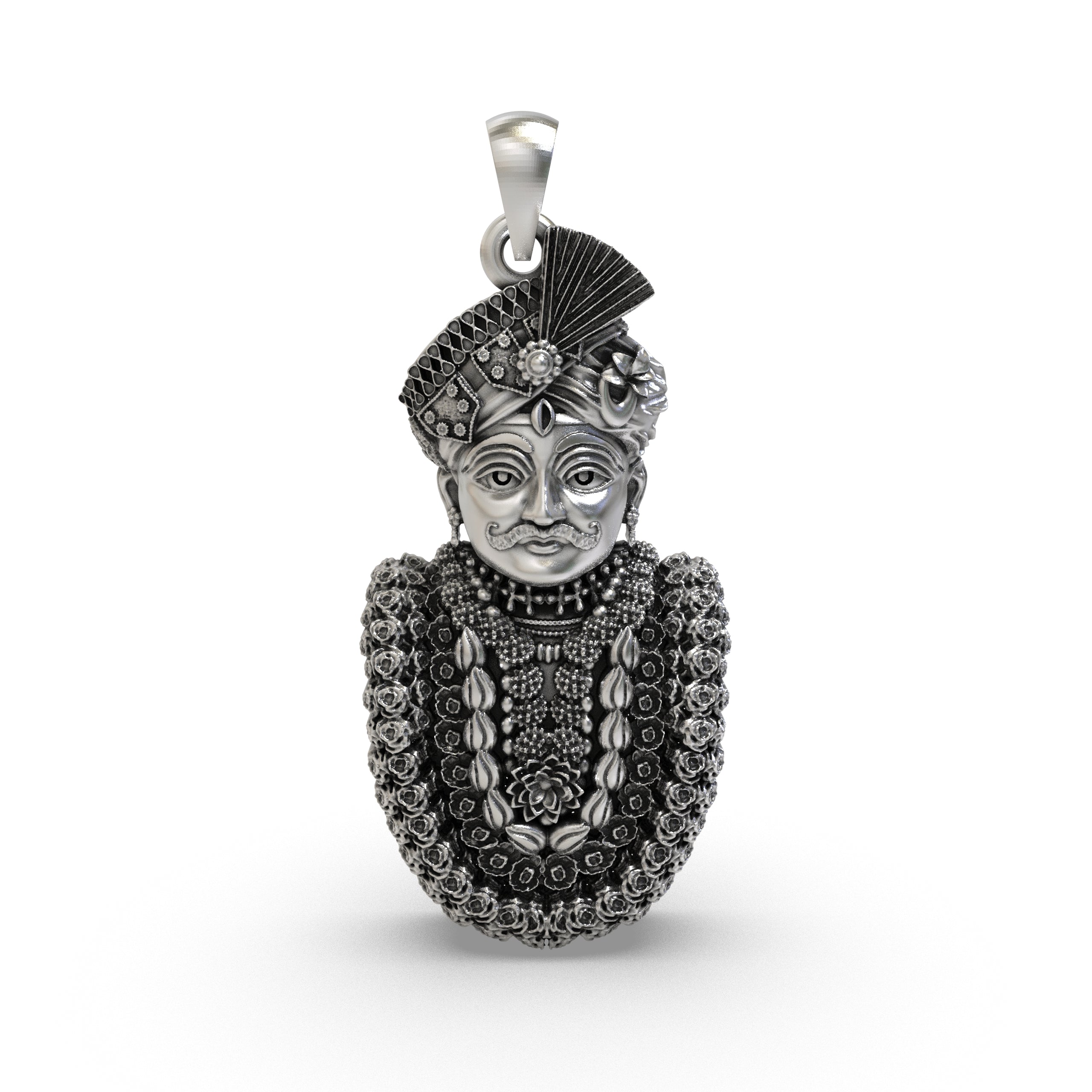 Front view of the 925 Sterling Silver Mahakaleshwar pendant featuring intricate Mahakal face detailing. Main image