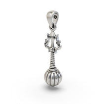 Beautifully crafted 925 silver Lord Shiva Trishul Gada pendant resting on a smooth surface.