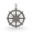 Front view of the 925 silver Sudarshan Chakra pendant with intricate oxidized detailing.