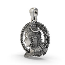 Close-up detail of the handcrafted sterling silver Mahadev pendant for spiritual wear.