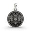 Front view of the 925 silver Jagannath Balabhadra Subhadra pendant with oxidized finish.