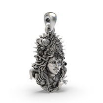 Side angle of the 925 silver Krishna face pendant showing the intricate temple-style design.