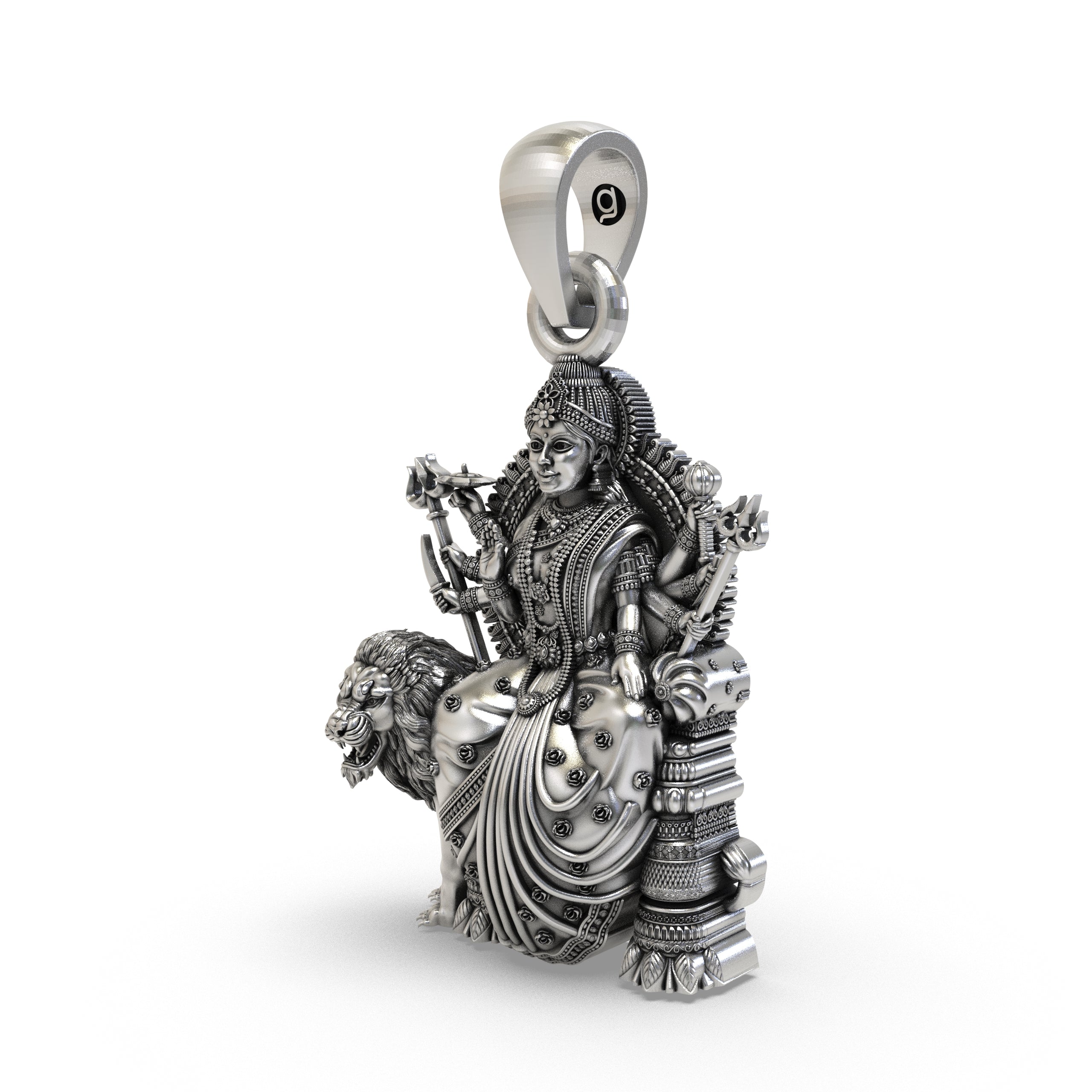925 Silver Durga Maa Pendant – Simhavahini Lion & Trishul, Multi-Armed Idol, Antique-Oxidized Handcrafted Spiritual Jewelry, Navratri Gift Secondary image