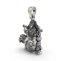 Spiritual 925 silver Durga Maa pendant worn on a chain, perfect for daily wear or Navratri gifting.