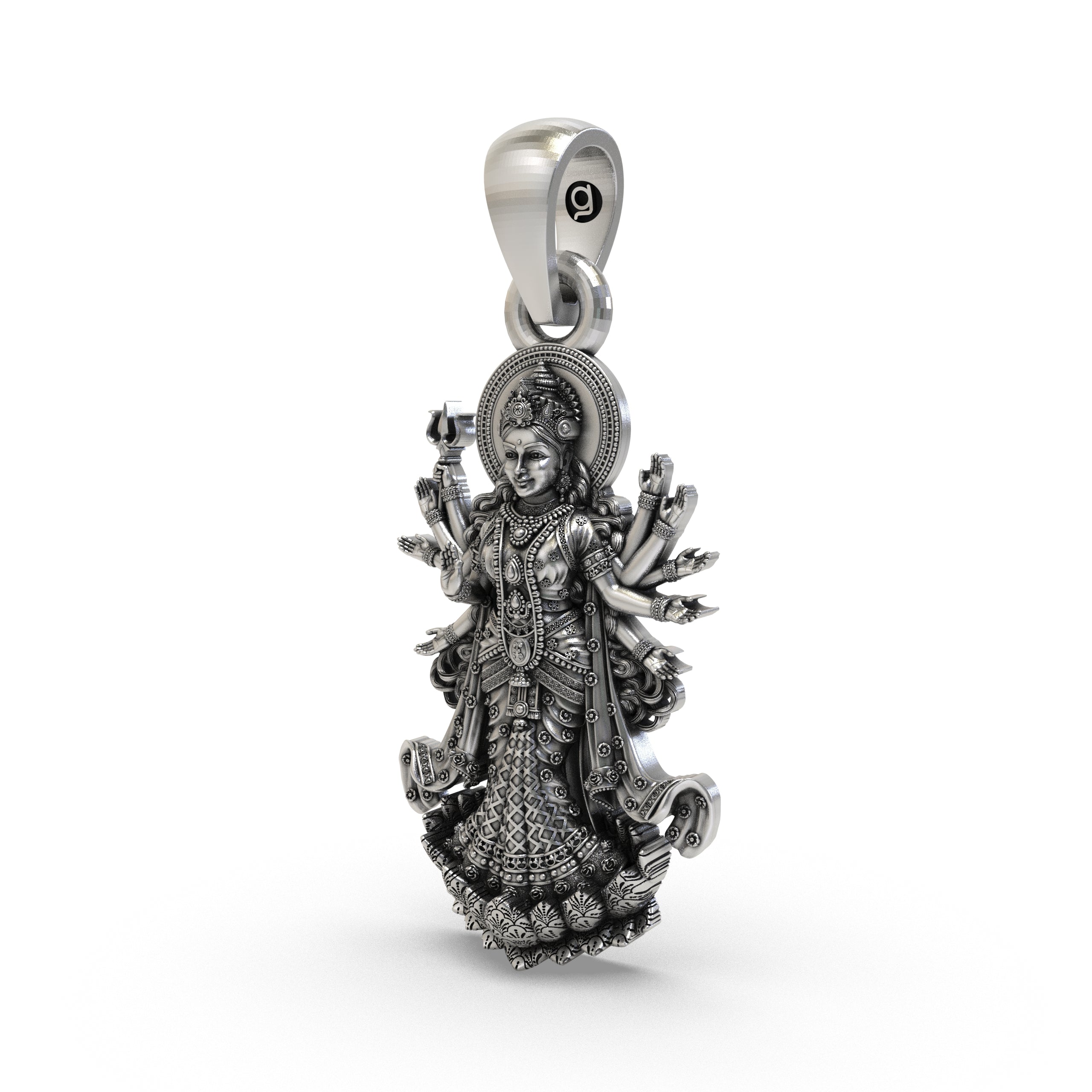 925 Silver Durga Maa (Navadurga) Pendant – Multi-Armed Shakti with Trishul, Antique-Oxidized Handcrafted Temple Jewelry, Navratri Spiritual Gift Secondary image