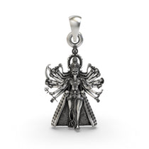 Front view of the 925 Silver Kali Maa Pendant featuring intricate multi-armed Mahakali details.