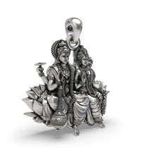 Side profile of the handcrafted 925 silver Lakshmi Narayan pendant highlighting Chakra and Shankh.