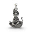 Front view of 925 Silver Bal Krishna pendant on a peepal leaf with antique oxidized finish.