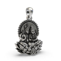 Side profile of the hallmarked 925 Silver Lakshmi Narayan Pendant highlighting the intricate bail.