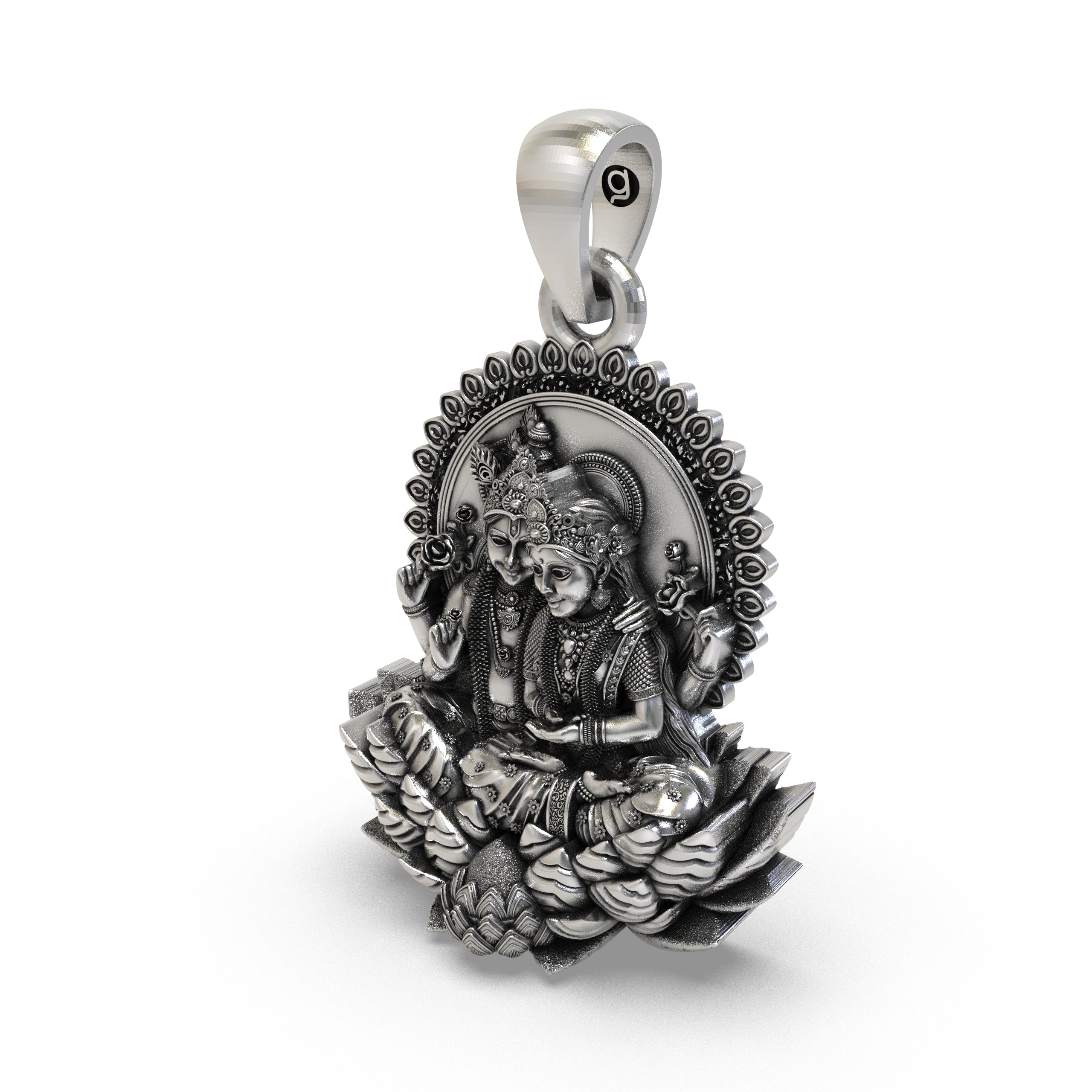 Daily wear look of the 925 Silver Lakshmi Narayan Pendant perfect for spiritual gifting and puja.