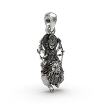 Side profile of the unisex 925 silver Goddess Durga pendant highlighting the secure bail.