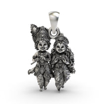 Front view of the Bal Radha Krishna 925 Silver Pendant showing intricate 3D detailing.