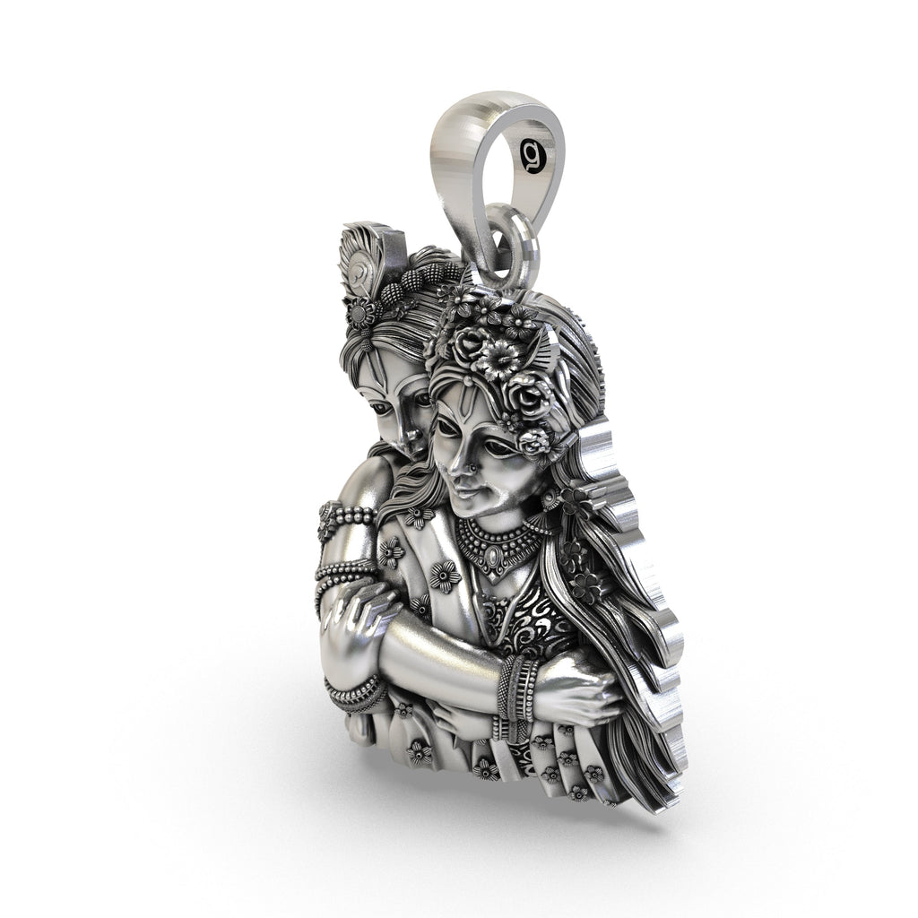 925 Silver Radha Krishna divine love pendant beautifully presented in premium Alankar gift packaging.