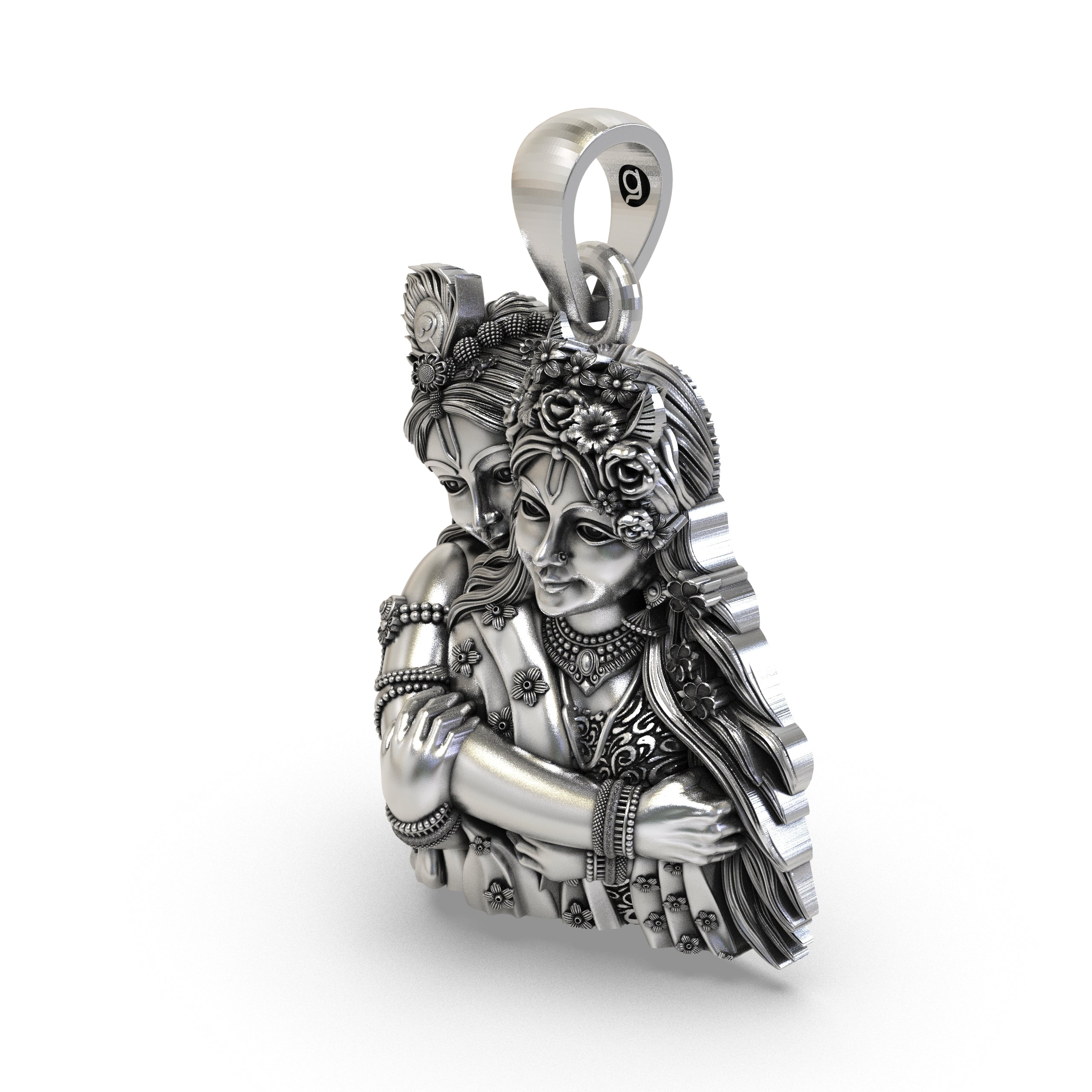 925 Silver Radha Krishna divine love pendant beautifully presented in premium Alankar gift packaging.