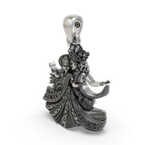 Worn look of the unisex Radha Krishna Raas Leela pendant in skin-friendly 925 sterling silver.