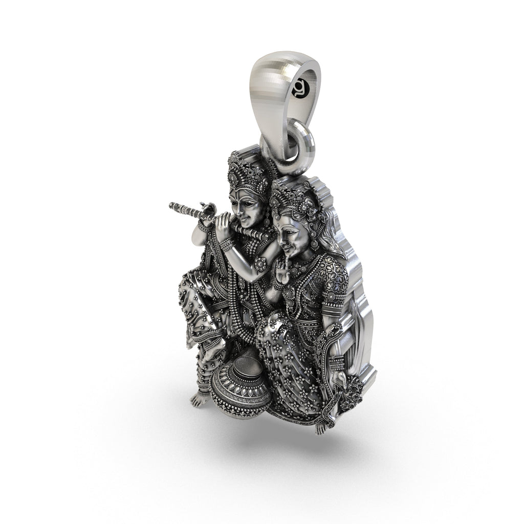 Beautifully styled 925 Silver Radha Krishna Matki Pendant showcasing its elegant daily wear appeal.