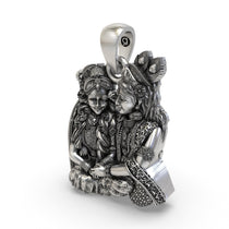 Beautifully presented 925 silver Radha Krishna seated idol pendant in a premium Alankar gift box.