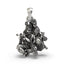 Front view of the 925 sterling silver Radha Krishna sitting pendant featuring a makhan matki and flute.