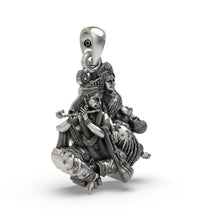 Side profile of the Vrindavan idol pendant highlighting the intricate mukut and garments in 925 silver.