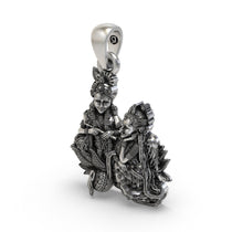 Back and bail details of the unisex 925 silver Radha Krishna devotional jewelry piece.