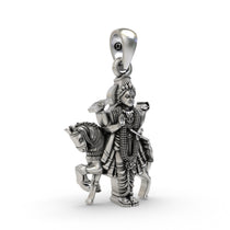 Side profile of the 925 silver Shukra Deva charm highlighting the intricate artisanal detailing.