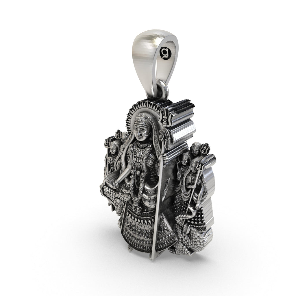 Beautiful 925 silver Khodiyar Maa devotional jewelry pendant resting in a premium Alankar gift box.
