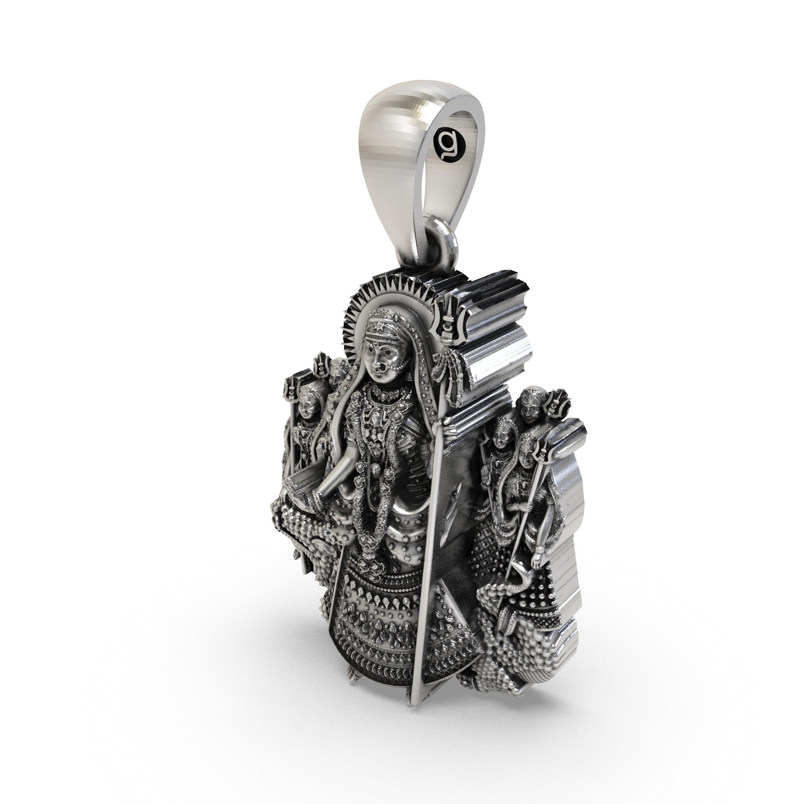 Beautiful 925 silver Khodiyar Maa devotional jewelry pendant resting in a premium Alankar gift box.