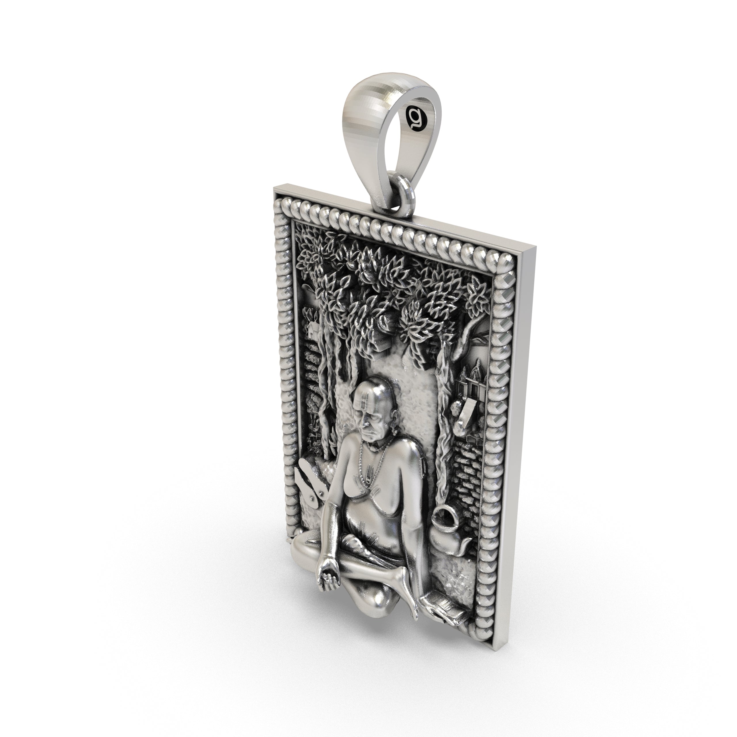 Hollow back design of the 925 silver Swami Samarth guru charm for comfortable daily wear.