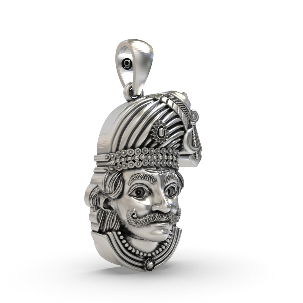 Angled profile of the 925 silver Sudalai Madan Swamy devotional jewelry for men and women