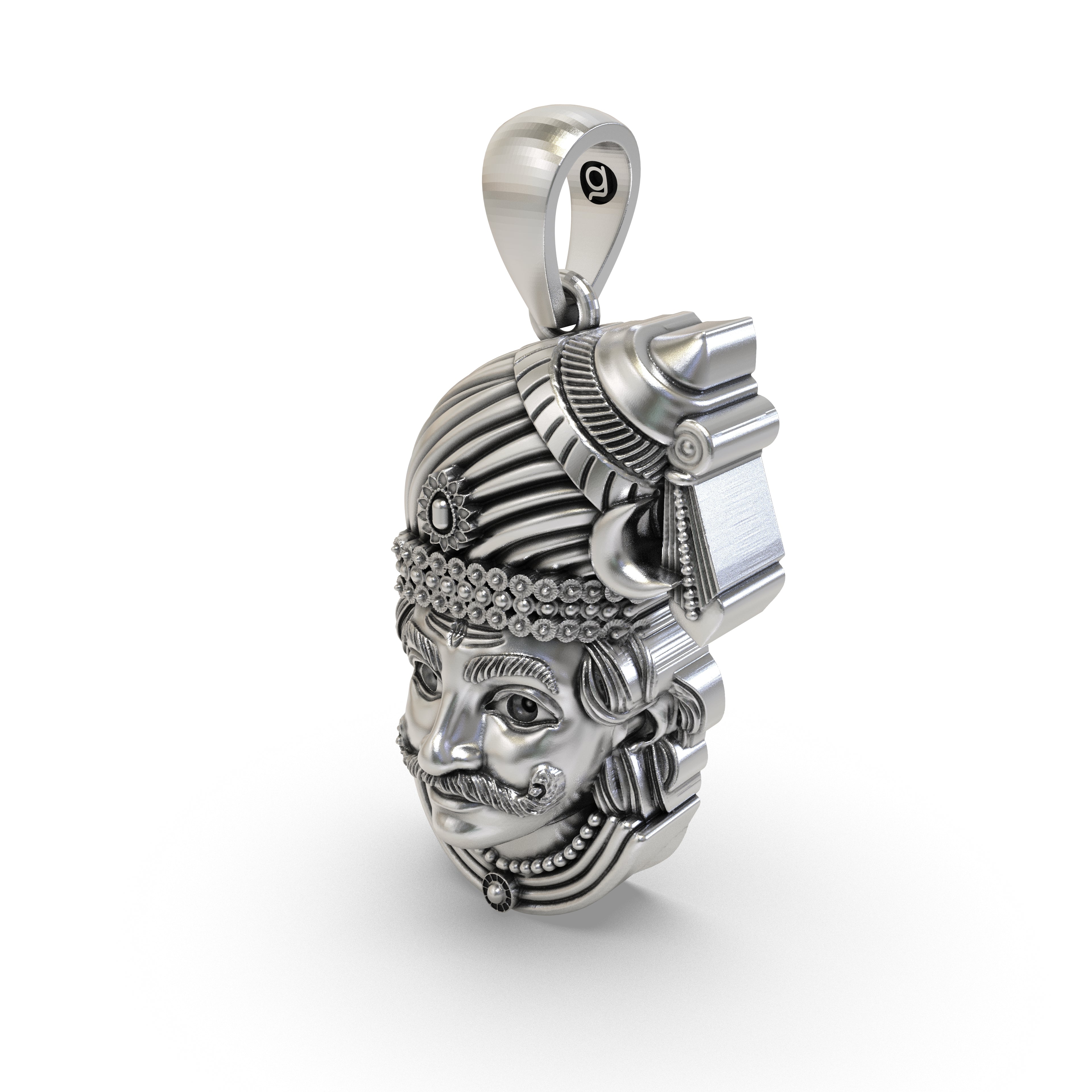 Worn look of the lightweight 925 Silver Sudalai Madan Swamy Pendant showcasing its 25mm size
