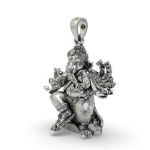 Angled view of the 3D Vinayaka sculpture pendant in premium 925 silver highlighting the elevated design.