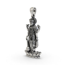 Close-up of the sterling silver Narayana pendant highlighting divine craftsmanship.