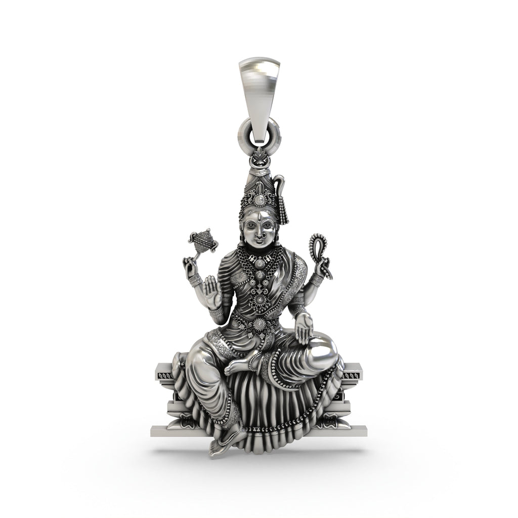 Front view of the Bhuvaneshvari 925 silver pendant for healing and positive energy, handcrafted by Alankar.