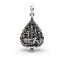 Front view of the Shiv Parivar 925 Silver Pendant showcasing Shiva, Parvati, Ganesha, and Murugan details.