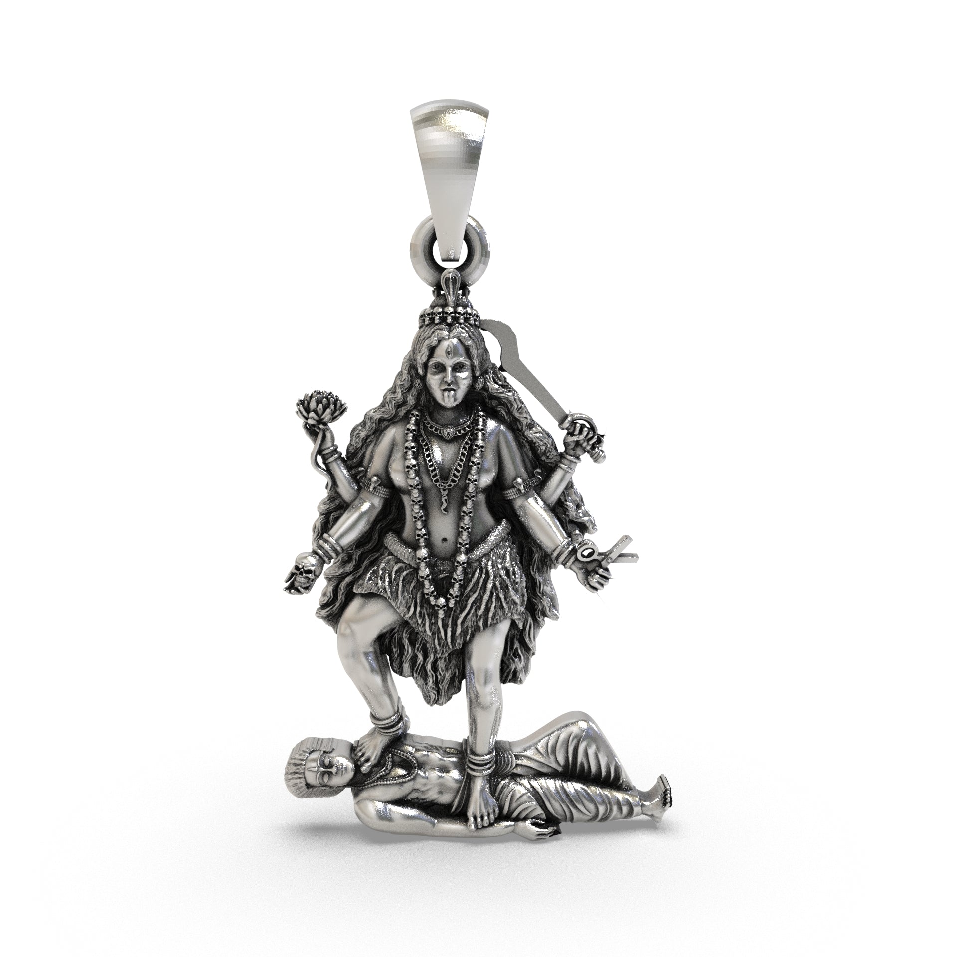 Front view of the Tara Mahavidya 925 Silver Pendant showcasing intricate spiritual details.
