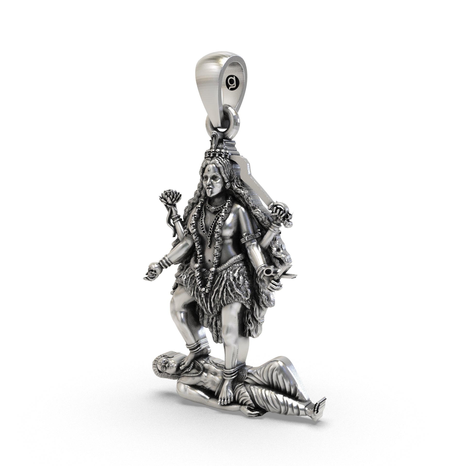 Close-up of the 925 sterling silver Maa Tara Mahavidya protection pendant for daily wear.