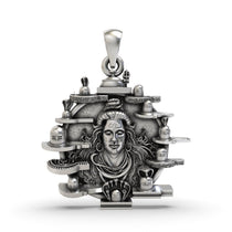 Front view of the 12 Jyotirlinga 925 silver pendant showcasing intricate divine details.
