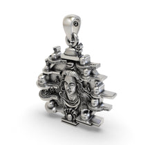 Close-up of the sacred 12 Jyotirlinga sterling silver pendant highlighting its craftsmanship.