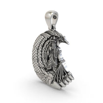 Worn look of the premium 925 silver Jhulelal Saheb pendant, perfect for gifting and seeking blessings.