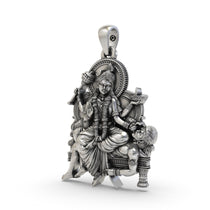 Close-up of the sacred Maa Baglamukhi sterling silver pendant highlighting the premium handcrafted finish.