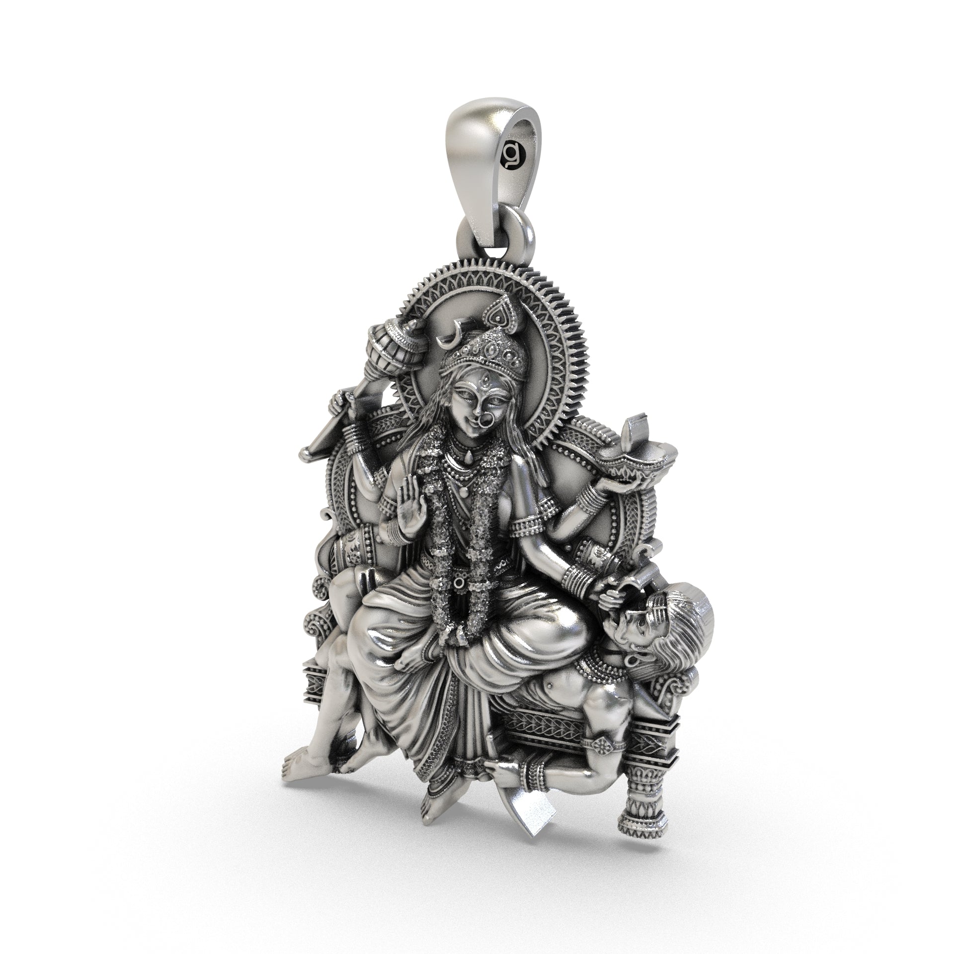 Beautiful Maa Baglamukhi 925 silver spiritual pendant for victory and divine energy, perfect for gifting.