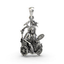 Front view of the Dhumavati Mahavidya 925 silver pendant showcasing intricate devotional detailing.