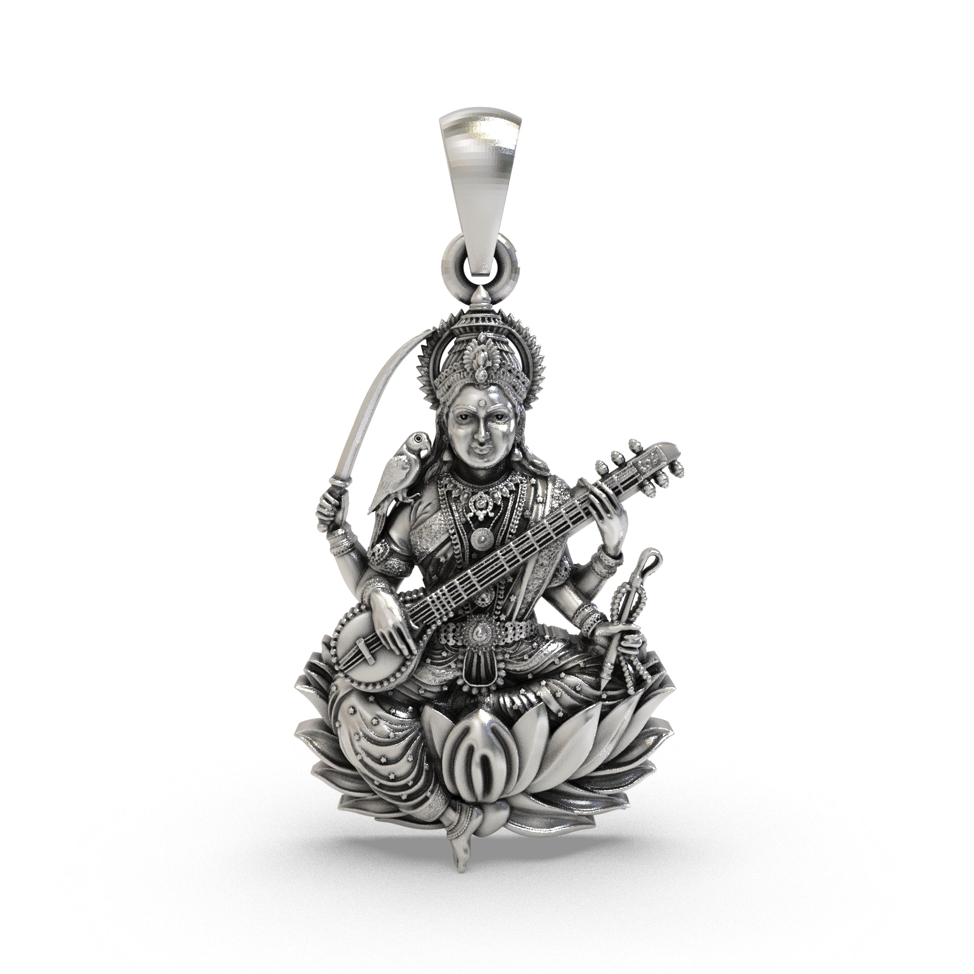 Front view of Maa Matangi 925 silver pendant showcasing divine craftsmanship and intricate detailing. Main image