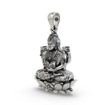 Close-up detail of the Tripura Bhairavi sterling silver pendant highlighting the goddess.