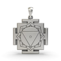 Front view of the 925 Silver Tara Yantra Pendant featuring intricate sacred geometric design.