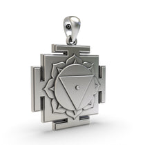 Backside of the 925 silver Tara Yantra pendant displaying hollow jali work for lightweight wear.