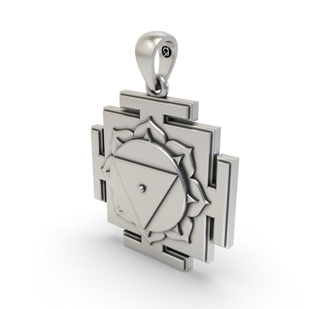 Side profile of the sacred Tara Yantra silver pendant, ideal for spiritual protection and wisdom.